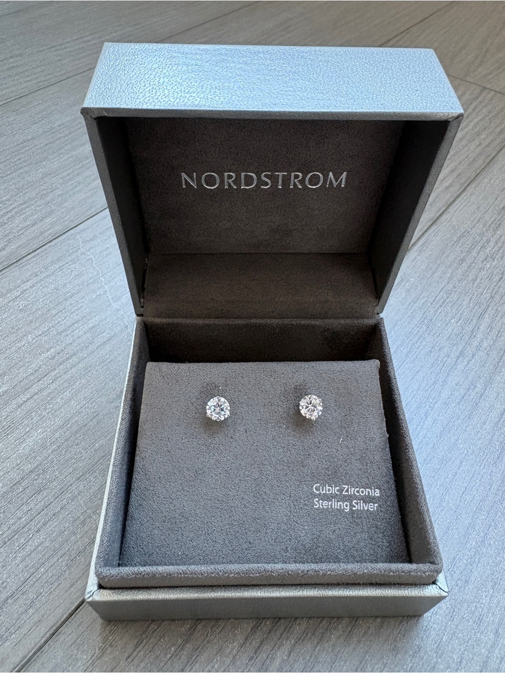 NORDSTROM Silver Cubic Zirconia Stud Earrings - 5 mm